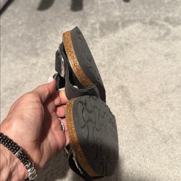 Birkenstock Black Sandals with Silver Buckles - Picture 3 of 6